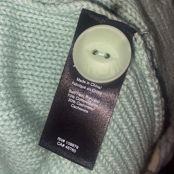 RAG & BONE Oversized Fit TAYLOR CABLE Cashmere Cotton Knit Button Sweater MINT - Picture 10 of 11